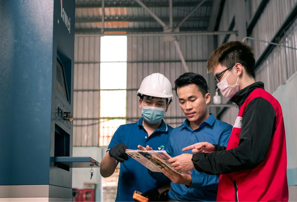 workers wearing masks