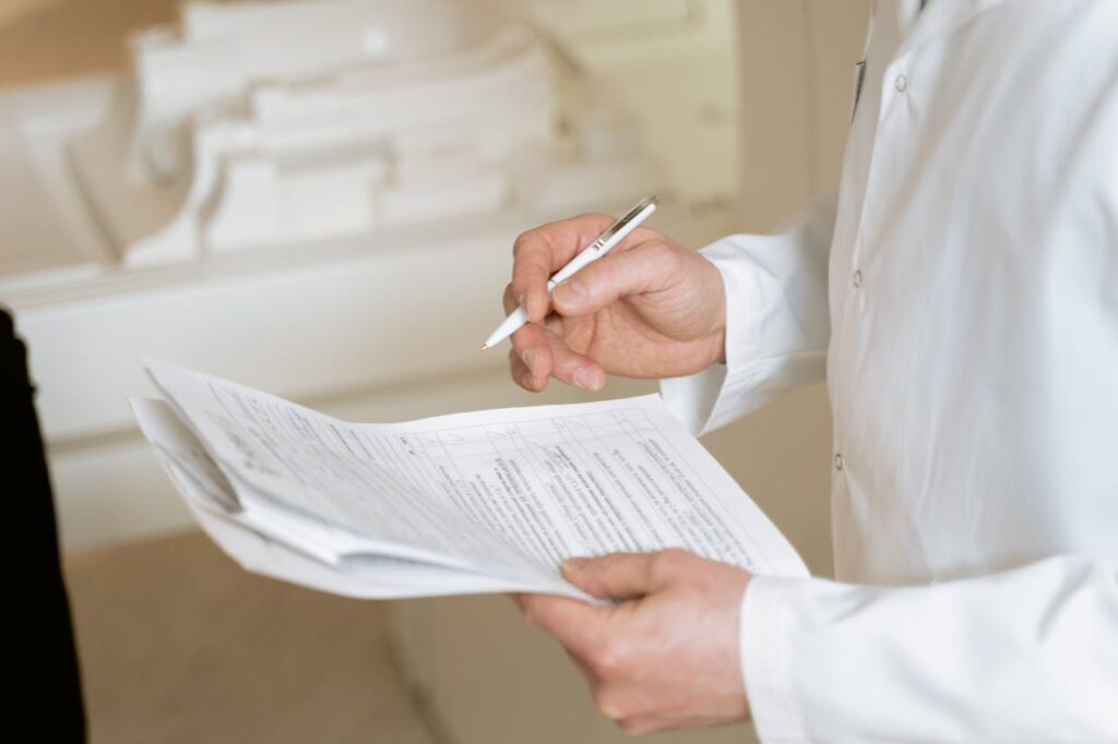 person reviewing a checklist
